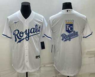 Men%27s Kansas City Royals Big Logo White Stitched MLB Cool Base Nike Jerseys